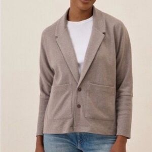 Pact Light Brown Jersey Knit Jacket Size L Minimalist Neutral Natural Cozy Prep